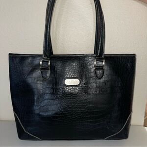 Bob Mackie Black Crocodile-Patterned Tote